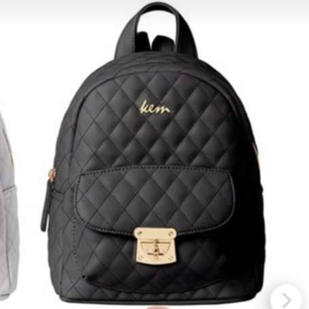 KEM Handbags Nicosia quilted black backpack